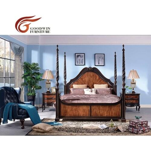 Wooden antique four poster bed canopy bed Деревянная старинная кровать с балдахином WA412