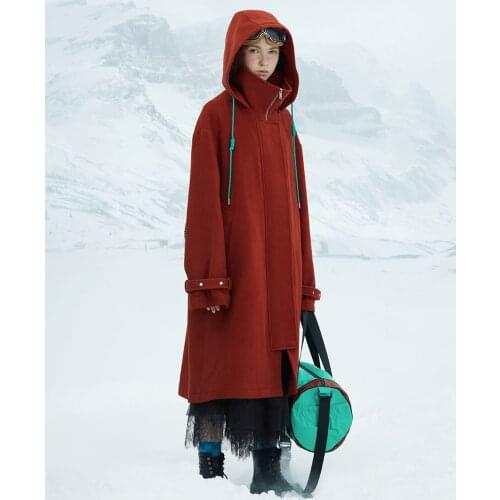 IRINACH309 Fall Winter 2020 Collection Original Design Casual Oversize Long Hooded Wool Coat Women