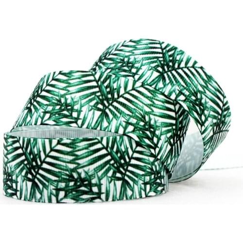 [IuBuFiGo] 80 yard 1" 25mm Flowers Printed Grosgrain ribbon Green ribbons DIY Bows Wedding Party Decoration 1225