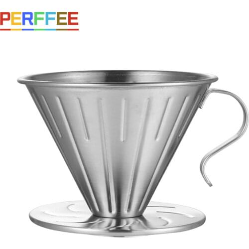 Coffee Dripper Stainless Steel V Shape Drip Coffee Funnel V01 V02 Hand Brewed Coffee Filter Barista Pour Over Coffee Brewing Cup