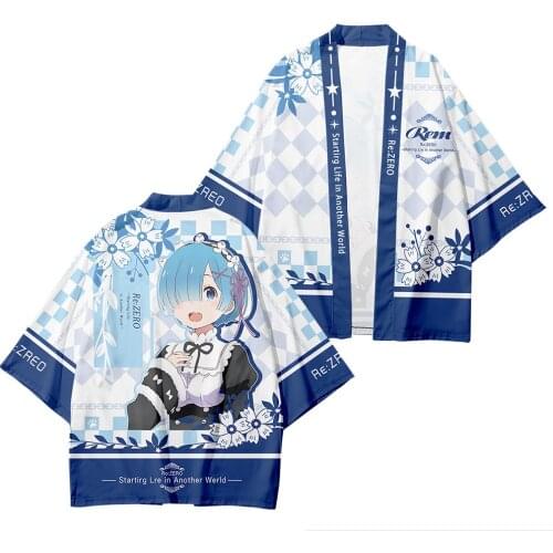 REM cosplay Kimono Japanese Clothes Yukata Re:Zero Starting Life in Another World Haori Obi Beach Cardigan Streetwear Jacket