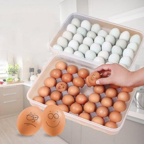 Clear 34 Grid Single-Layer Egg Box Basket Organizer Plastic Egg Food Container Storage Box Home Kitchen Case Egg Box