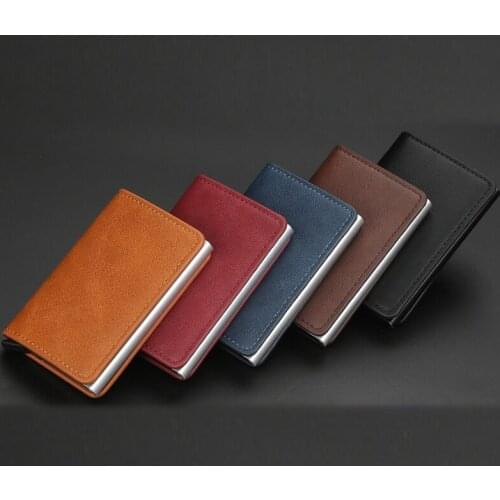 BISI GORO Male Female Card Holder Metal Aluminum Shell Anti-degaussing Automatic Bullet Card Rfid Bank Card Case Small Wallet