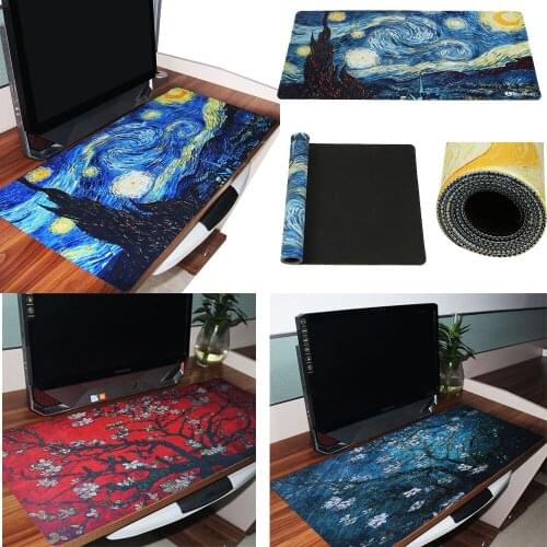 Hot Selling Extra Large Mouse Pad Van Gogh Gaming Mousepad Anti-slip Natural Rubber Gaming Mouse Mat with Locking Edge 90x40cm