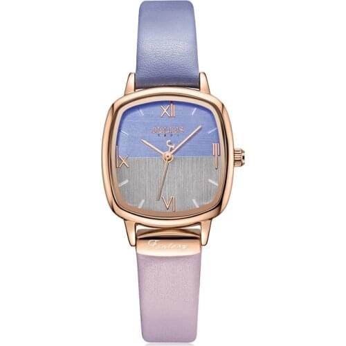 Small Square Double Colors Elegant Womens Watch Japan Mov't Lady Hours Fine Fashion Leather Bracelet Girls Gift Julius Box