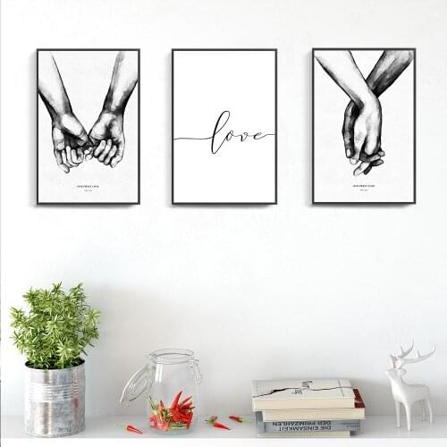 Nordic Back White Style Sweet Love Wall Art Canvas Poster Minimalist Print LOVE Quotes Painting Picture for Living Room Decor