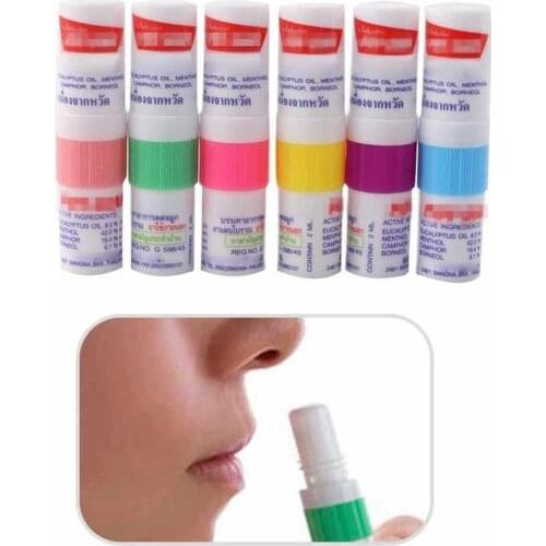 Thailand Pain Relief Plaster Mint Cylinder Nasal Inhaler Refresh Brain Anti Fatigue Cure Stuffy Nose Rhinitis