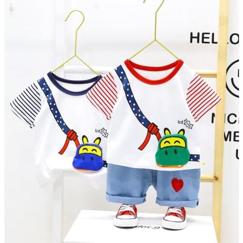 0-5 Years Summer Girl Clothing Set 2021 New Casual Fashion Cartoon Active T-Shirt+ Pant Kid Children Baby Toddler