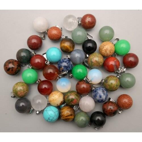 Natural stone round pendant necklaces for Jewelry making tredny charm fashion accessories 14MM 50pcs/lot wholesale