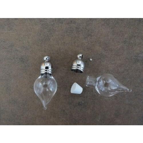 Water drop rice art glass vial pendant screw cap wish bottle pendant