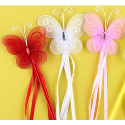 Pink White Butterfly Fairy Princess Magic Wand Sticks Fancy Dress Prop