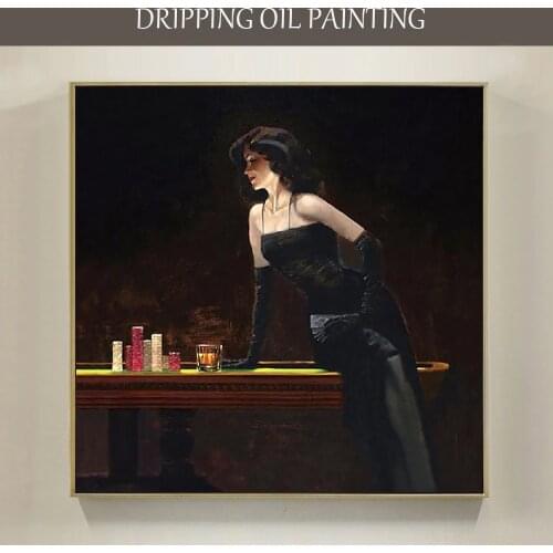 Hand-painted High Quality Modern Wall Art for Business Office Decor Handmade Lady Bet Oil Painting for Office and Pub Decoration