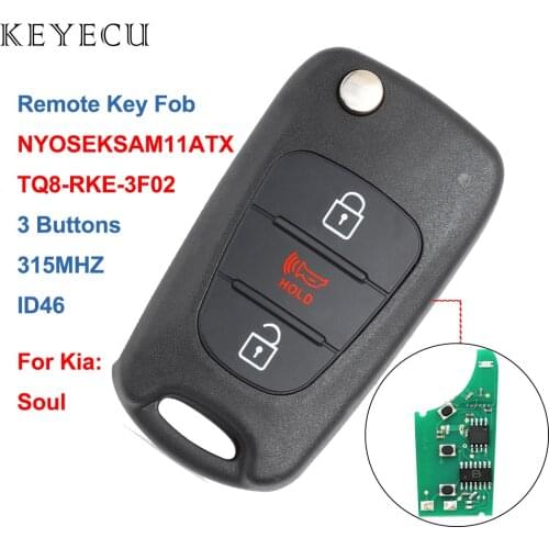 Keyecu Remote Car Key Fob 3 Buttons 315MHZ with ID46 Chip for Kia Soul 2010 2011 2012 2013 FCC: NYOSEKSAM11ATX, TQ8-RKE-3F02