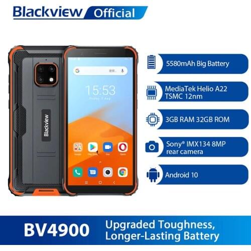 Blackview BV4900 Android 10 Rugged Waterproof Smartphone 3GB+32GB IP68 Mobile Phone 5580mAh 5.7 inch NFC Cellphone