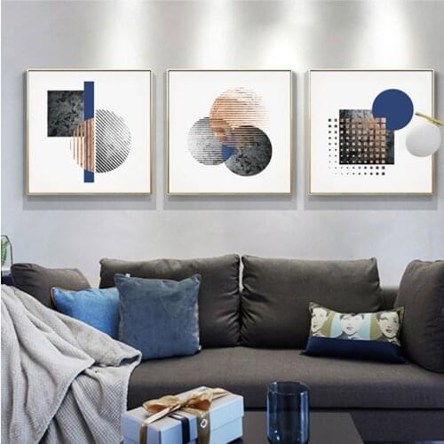 Modern Geometric Color Block Decorative Painting Abstract Art Entrance Wall Painting Model Room Nordic Living Room Painting