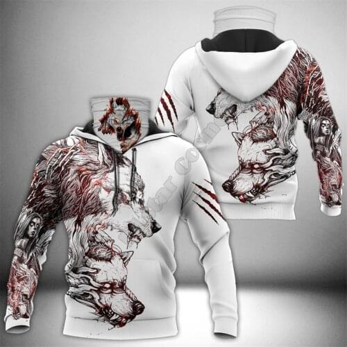 Love Wolf 3D Printed Hoodies Harajuku Fashion Sweatshirt Women Men Casual Pullover Hoodie Mask Warm Cosplay Costumes