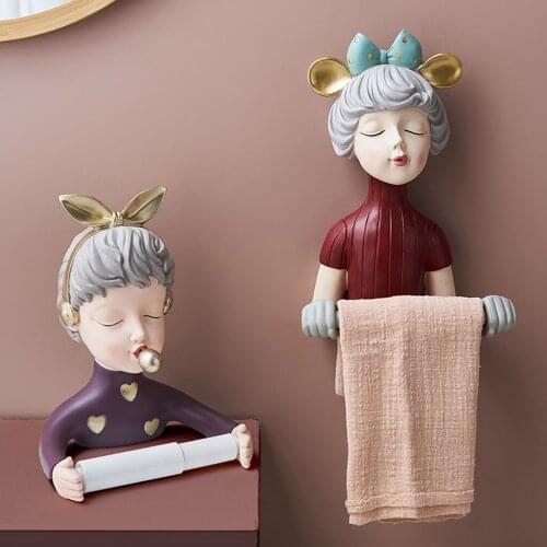 Girl Toilet Paper Roll Holder Wall Mount Holders Storage Hangers Ornament
