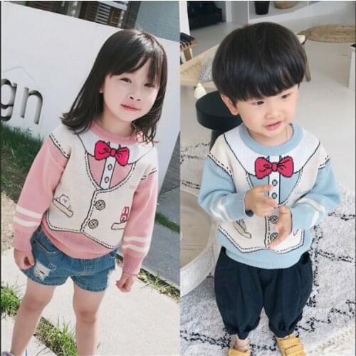 Tonytaobaby Autumn and Winter Clothes New Boys and Girls Cotton Knitted Cartoon Pullover Sweater Christmas Sweater