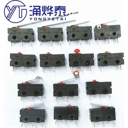 YYT 10PCS KW12 stroke limit switch contact button KW11-3Z-2 micro switch straight handle three feet 5A 125V250V