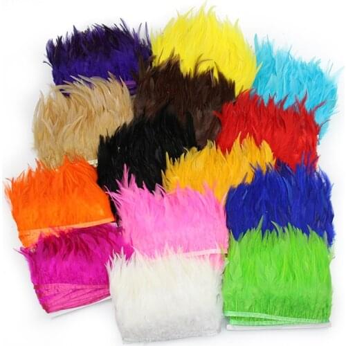 1Meters/Lot Saddle Pheasant Feathers Trim Fringe 4-6" Burgundy Rooster Feathers Ribbon Sewing Feathers for Jewelry Making Plumas