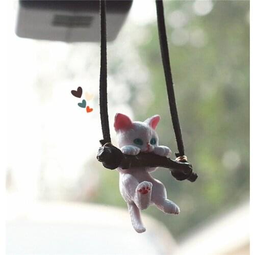 1pcs Cute Car Pendant Creative Branch Cat Rearview Mirror Pendant Car Interior Decoration For Girls Car Interior Accessories