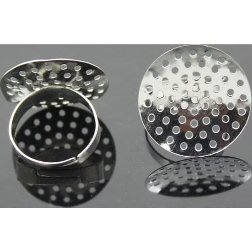 100pcs Hollow Base Glue On 24mm Cabochon Adjustable Ring Settings Jewelery Findings