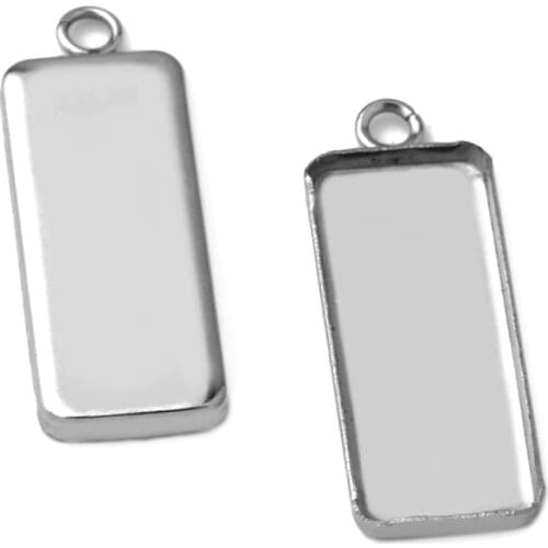 10x25mm Stainless Steel Rectangle Deep Wall Bezel Tray Pendant Cameo Cabochons Bases Settings Findings DIY Jewelry Accessories