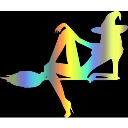 CS-270#12.5*15cm A witch on a broomstick. Option 4 funny car sticker and decal silver/black vinyl auto car stickers