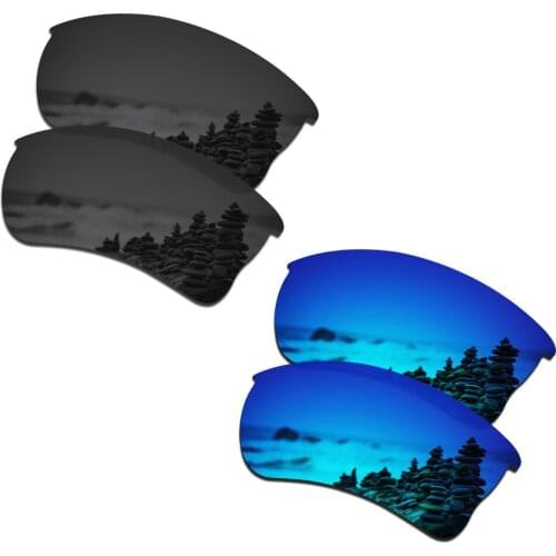 SmartVLT 2 Pairs Polarized Sunglasses Replacement Lenses for Oakley Quarter Jacket Stealth Black and Ice Blue