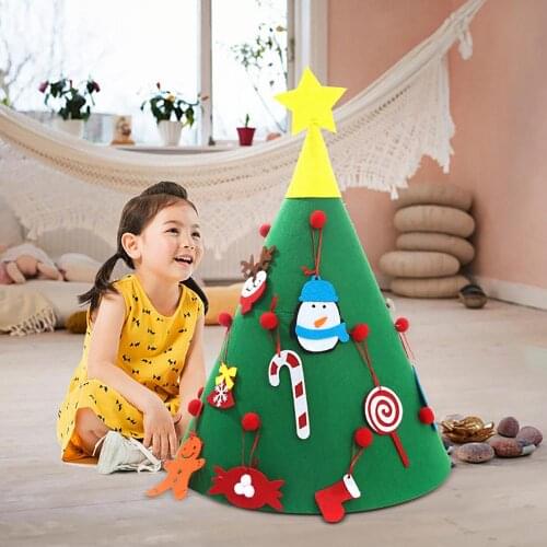 2021 DIY Felt Christmas Tree Christmas Decorations For Home Kids Toys New Year Party Decoration Gift Hair Accessories For Girls