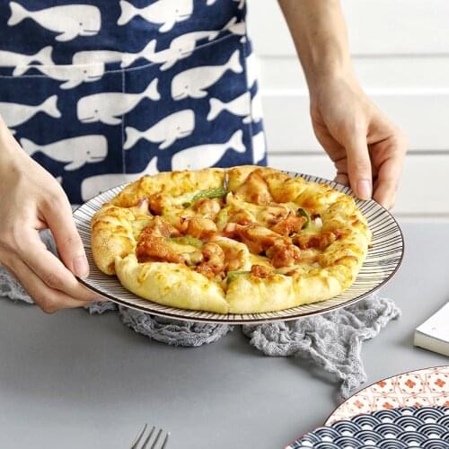 10.5 Inch Ceramic Shallow Dinner Plate Underglaze Color Machine Printing Porcelain Tableware Steak Pizza Noodles CZY1023