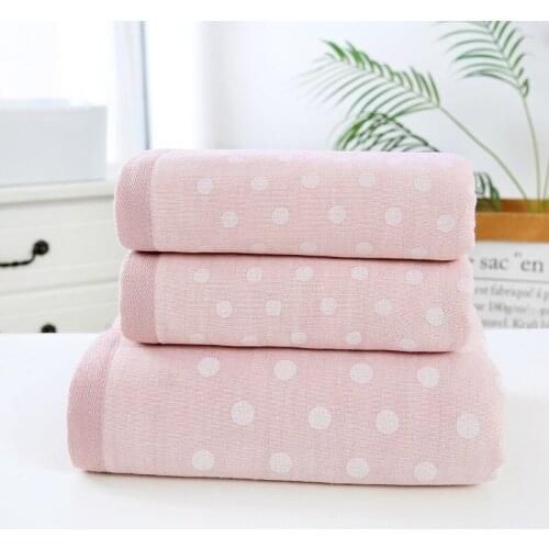 3pcs/Set Soft Dot Cotton Bath Towels Set For Adults Absorbent Terry Hand Bath Beach Face Sheet Women Towels