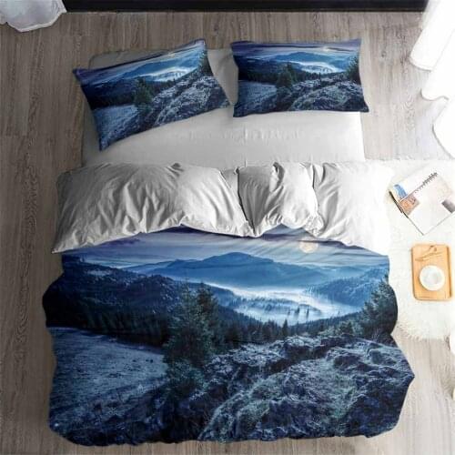 HELENGILI 3D Bedding Set foggy mountain forest Print Duvet cover set bedclothes with pillowcase bed set home Textiles