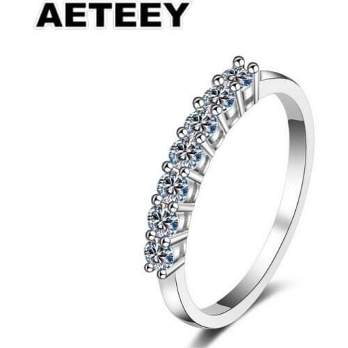 7 Diamond Row Ring 0.6Ct Moissanite Ring Women 925 Sterling Silver Engagement&Wedding ring Fine Jewelry JA-33