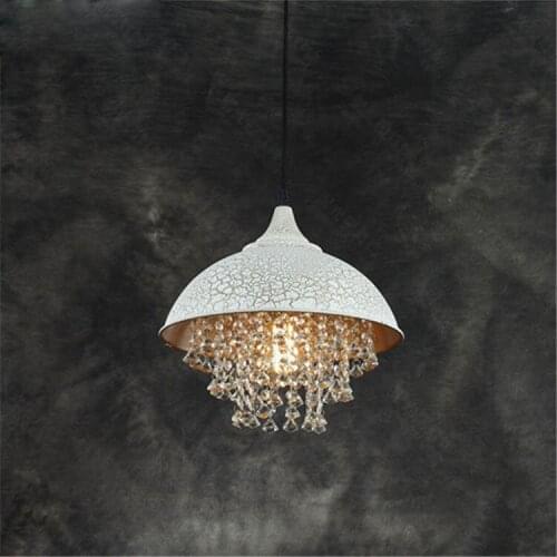 American Retro Crystal LED Pendant Lamp Creative Iron Livingroom Hanging Light Simple Restaurant Bar Clothes Shop Chandeliers