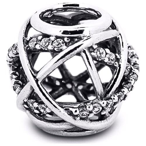 DIY fits for Pandora Charms Bracelets Galaxy Openwork Beads with Clear Cubic Zirconia 100% 925 Sterling Silver Original Jewelry