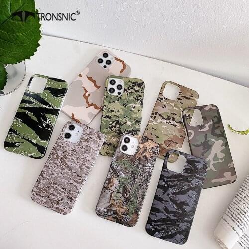 Army Green Camouflage Phone Case for iPhone 12 11 Pro Max XR Xs Max Soft Matte Luxury Green Case for iPhone 6 7 8 Plus Cover Hot