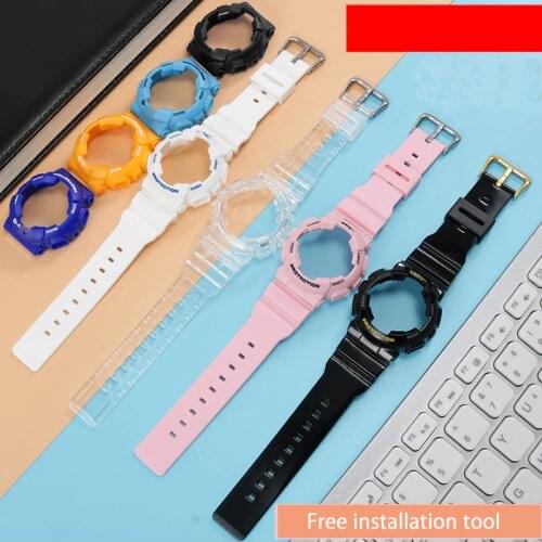 Watch strap case for Casio BABY-G BA-111 110 112 120 130 Women Silicone Resin watchband Waterproof ladies watch accessories