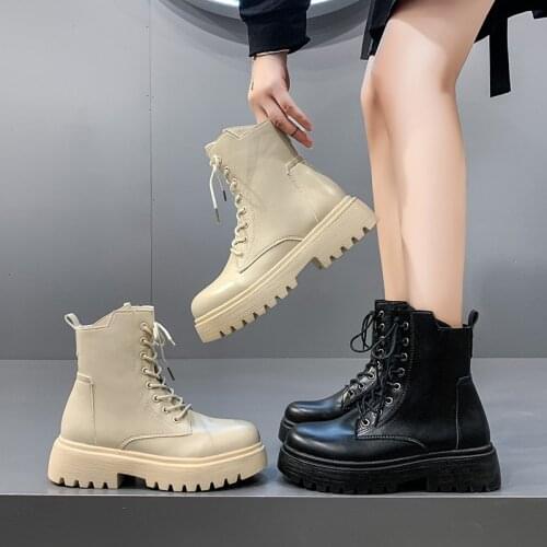 Spring And Autumn New Martin Boots With Zipper Round Toe Casual Shoes Womens Shoes Motorcycle Boots Leather Shoes Womens Boots