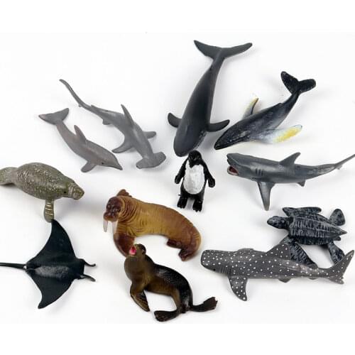 Childrens Mini Marine Animal Toy Scene Decoration Model Megalodon Killer Whale Blue Whale Great White Shark Penguin Dolphin