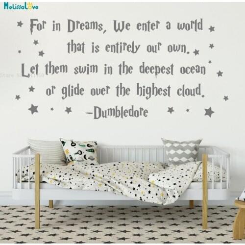 For In Dreams We Enter A World That Is Entirely Our Own Vinyl Decal Quotes Wall Sticker Kids Baby Room Removable Decor YT4905