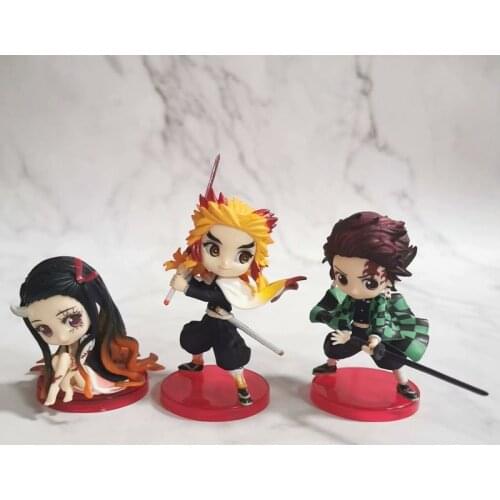 3Pcs/Set Anime Demon Slayer Blade PVC Doll Tanjiro Nidou Zi Anime Action Figures Doll Decoration Toys for Kids Gift