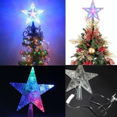 Brand New 1 PC Color Changing Xmas Christmas Tree Toppers Star Shiny Rotating Light Party LED Lamp Decoration