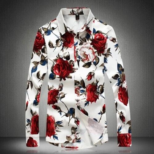 Good Quality Shirts 2021 New Arrivals Men Floral Print Long Sleeve Spring Flower Shirt Camisa Masculina Plus Size 4XL 5XL