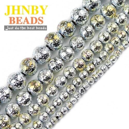 JHNBY Olive green Lava volcanics Natural Stone 4/6/8/10/12MM Round Spacers Loose beads for Jewelry making DIY bracelets necklace