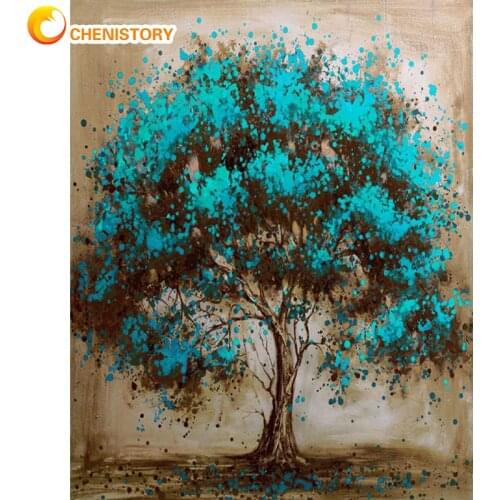 CHENISTORY Frame Picture Diy Oil Painting By Numbers Trees Landscape Acrylic Wall Art Home Decors Coloring By Numbers For Diy Gi
