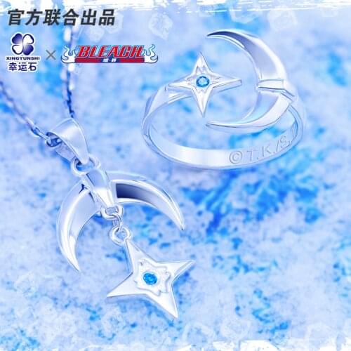 Bleach Anime Pendant Ring Sterling Silver 925 Comics Role Hitsugaya Toushirou Hyorinmaru Cosplay Figure Gift For Girlfriend