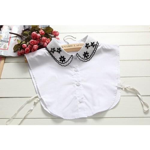 Fashion White Black Rhinestone Decor Fake Half Shirt Blouse Peter Pan Fashion Women Detachable Fake False Collar Choker Necklace