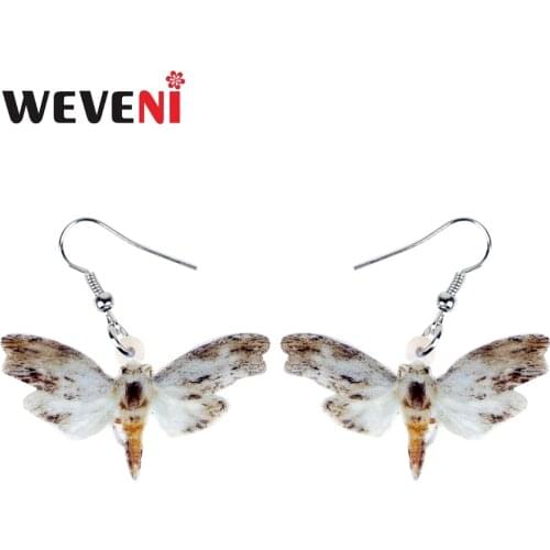 WEVENI Acrylic Fashion Moth Insect Earrings Drop Dangle New Trendy Animal Jewelry For Women Girls Female Wholesale Dropship