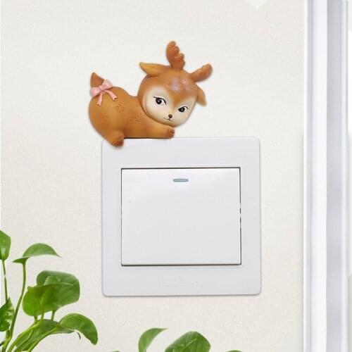 Cartoon Deer Wall Decal Decor Switch Sticker Home Decoration Accessories Cartoon Stickers Light Switch Cover Adesivos De Parede